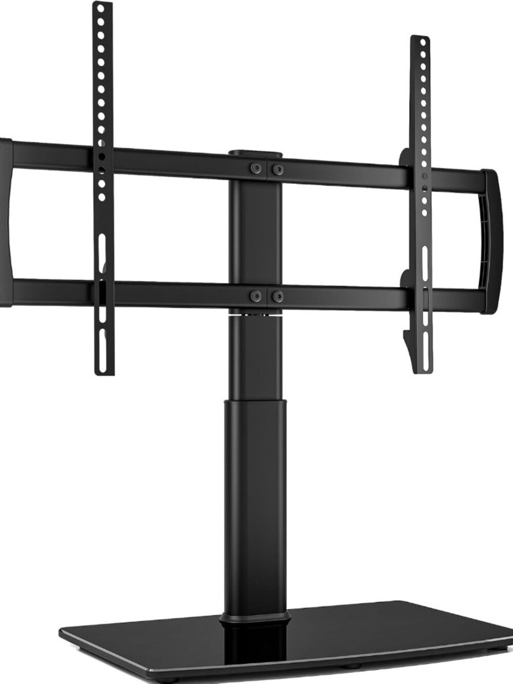 Adjustable Swivel TV Stand for 32-65 inch TVs, Heavy Duty Glass Base, 80°